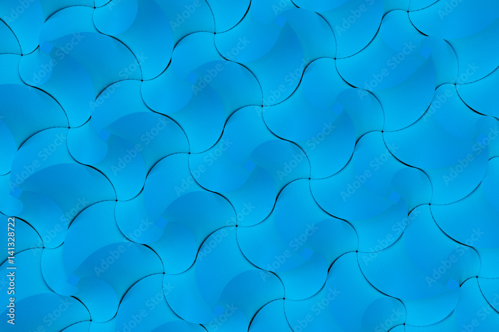Pattern of blue twisted pyramid shapes