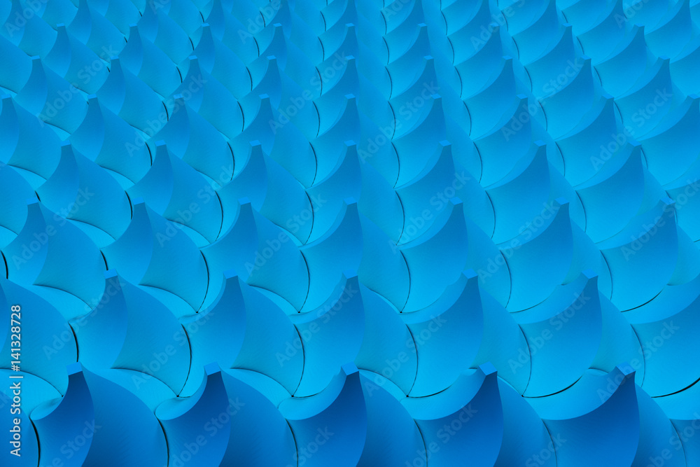 Obraz premium Pattern of blue twisted pyramid shapes
