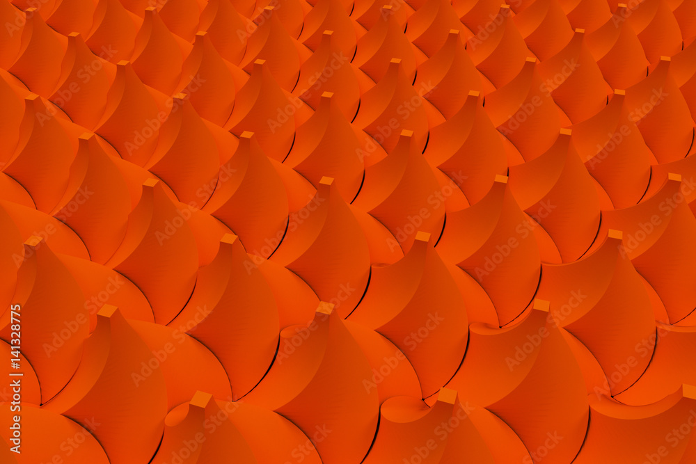 Fototapeta premium Pattern of orange twisted pyramid shapes