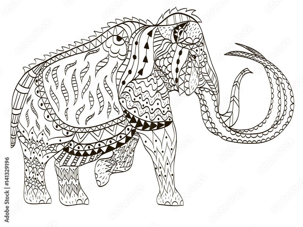 Mammoth coloring book vector illustration Stock Vector | Adobe Stock