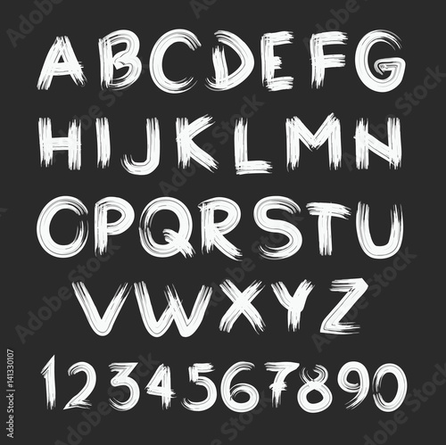 Font Pencil Vintage Hand Drawn Alphabet Drawing With Chalk On Chalkboard Background Grunge Typography Design For Text Stock Vektorgrafik Adobe Stock