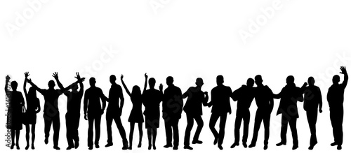 Vector, silhouette people are happy dancing, isolated