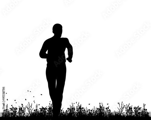 Vector silhouette man running