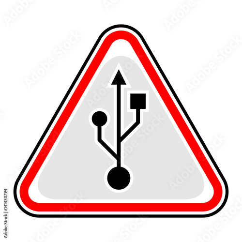 USB Port Sign Triangular Sticker