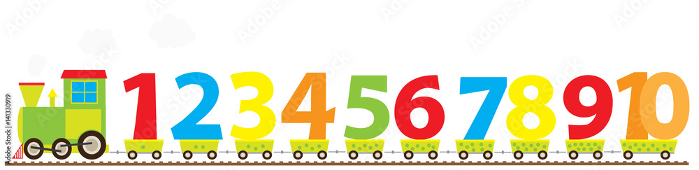 Learning cartoon train with numbers 1-10/ educational vector illustration  for children Stock Vector | Adobe Stock