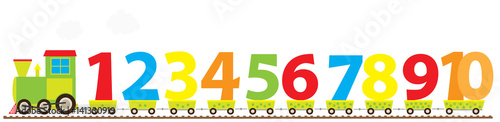 Obraz na płótnie Learning cartoon train with numbers 1-10/ educational vector illustration for children w salonie