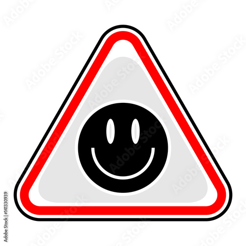 Smiley Face Sign Triangular Sticker