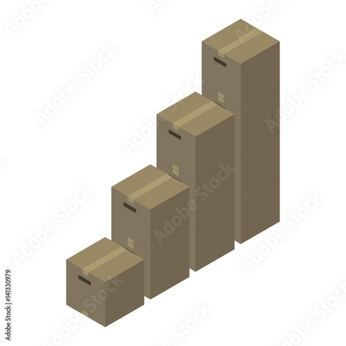 Pile of Box Vector. Isolated on White Background.