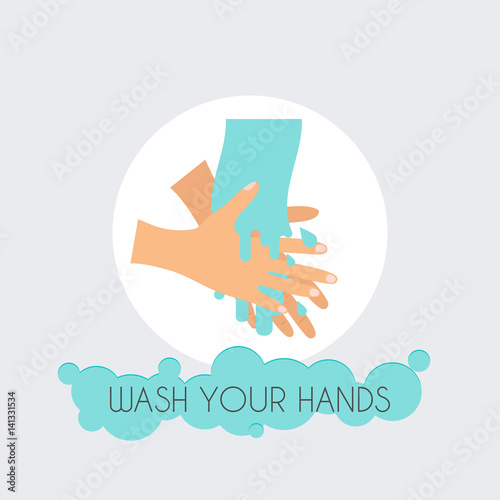 Wash your hands. Flat design modern vector illustration concept.