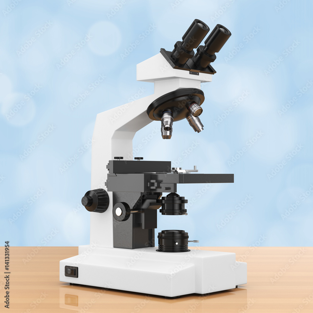 Modern Laboratory Microscope. 3d Rendering