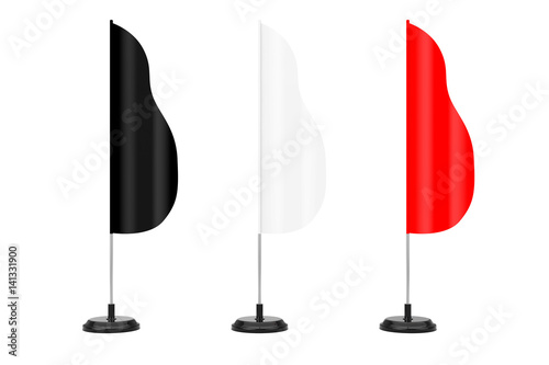 Blank Banner Feather Flag Stands. 3d Rendering © doomu