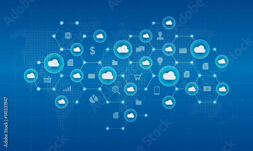 technology cyber cloud   network and connection  background concept
