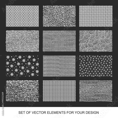 Collection of textures, brushes, graphics, design element. Hand-drawn Memphis. Abstract background. Modernistic Art.