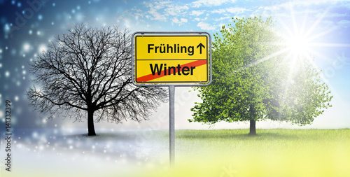 Schild Frühling-Winter