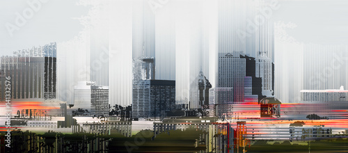 Skyline of Atlanta, Georgia, grafisch abstrakt (digital manipuliert)