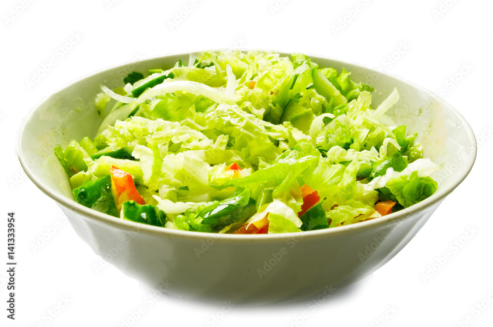 Fresh salad from tomatoes, cucumber, pepper, olive oil, cabbage Fresh salad from tomatoes, cucumber, pepper, olive oil, cabbage