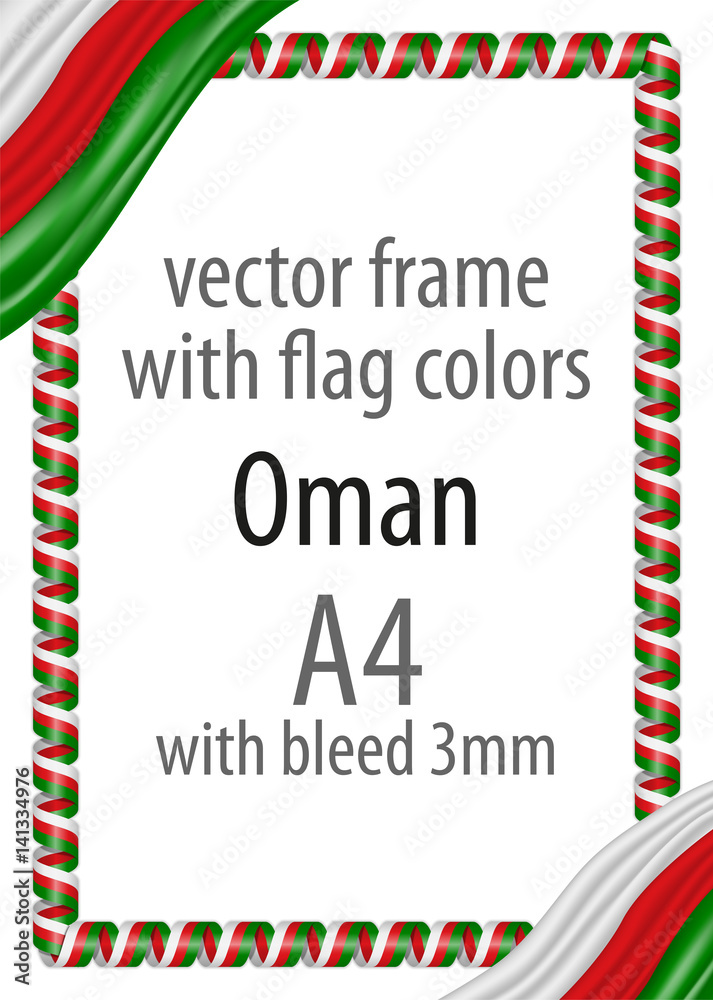 Obraz premium Frame and border of ribbon with the colors of the Oman flag