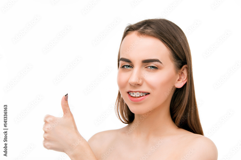 Beautiful young woman with teeth braces Beautiful young woman with teeth braces