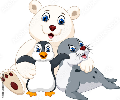 Cartoon happy pole animals
