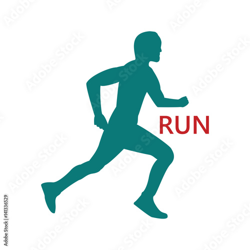 The silhouette of a runner with word run