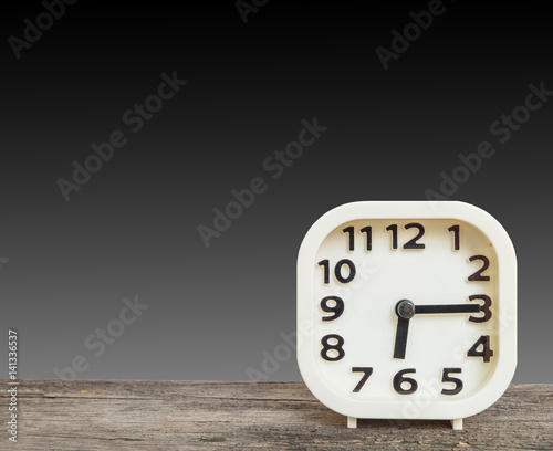 Closeup White Clock For Decorate Show A Quarter Past Six Or 6 15 A M On Old Brown Wood Desk Isolated On Black Background With Copy Space Stock Photo Adobe Stock