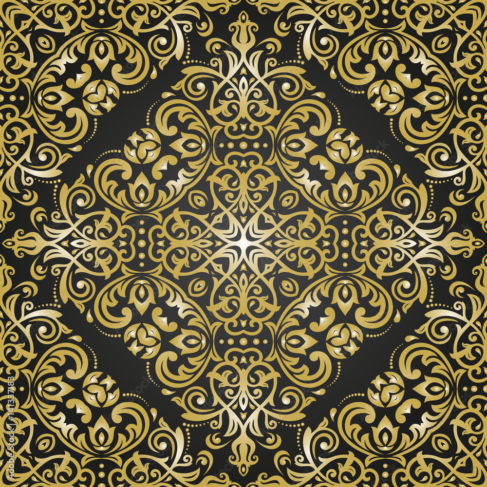 Seamless baroque golden pattern. Traditional classic orient ornament