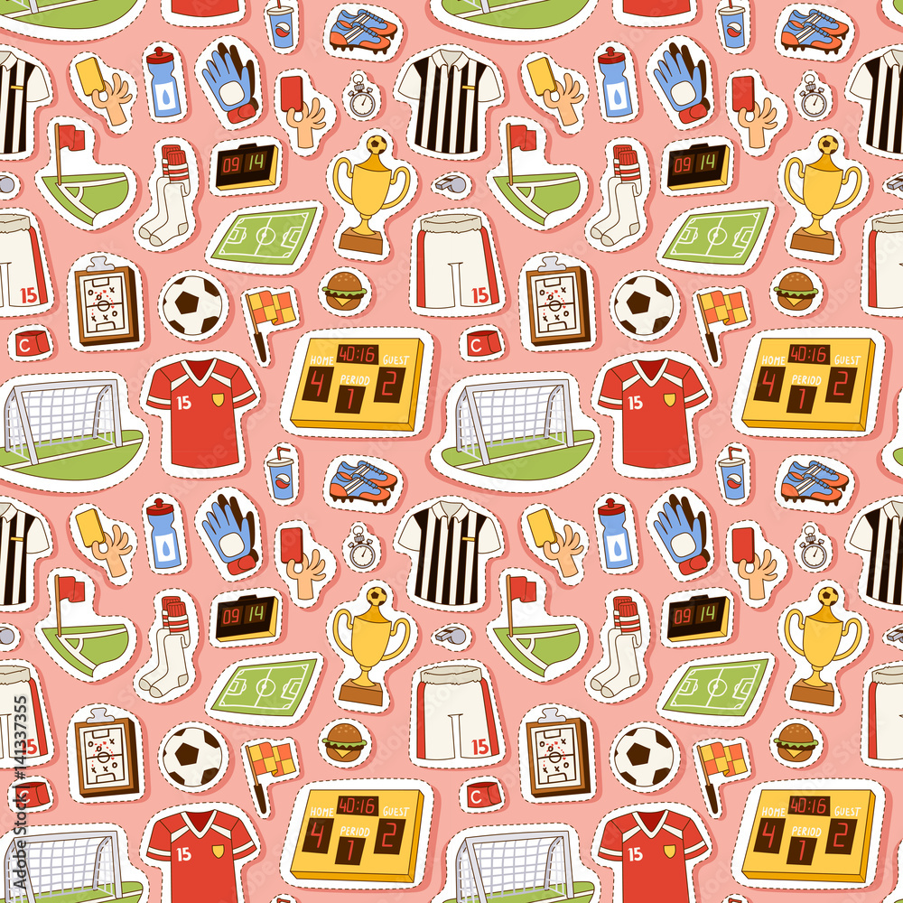 Soccer icons vector illustration seamless pattern