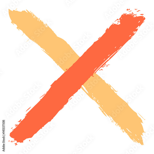 Colored criss cross brushstroke delete sign