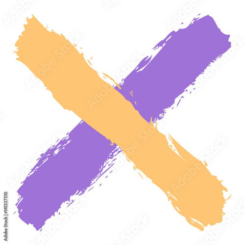 Colored criss cross brushstroke delete sign