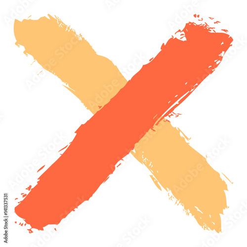 Colored criss cross brushstroke delete sign