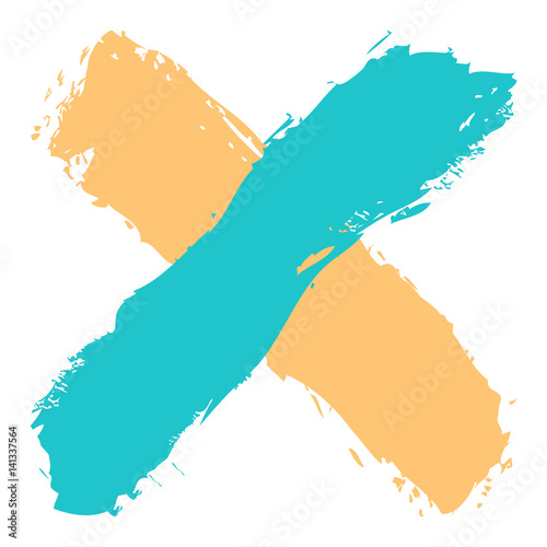Colored criss cross brushstroke delete sign