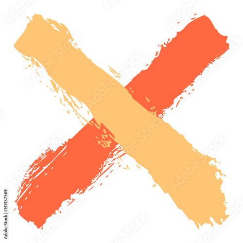 Colored criss cross brushstroke delete sign