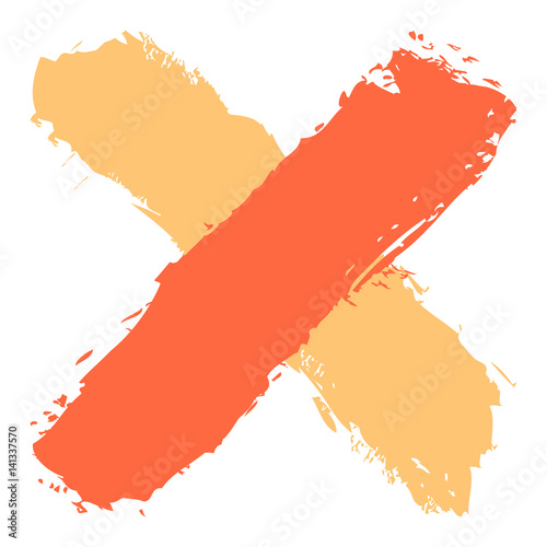 Colored criss cross brushstroke delete sign