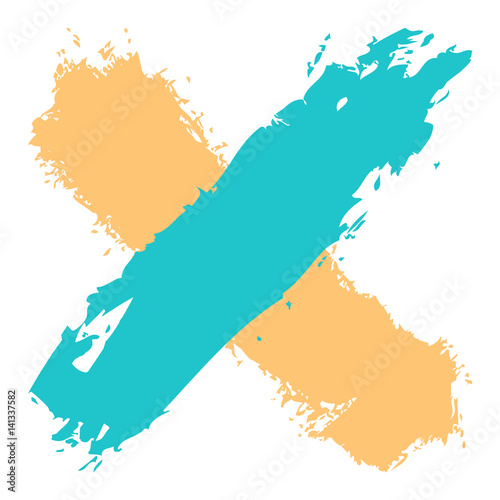 Colored criss cross brushstroke delete sign