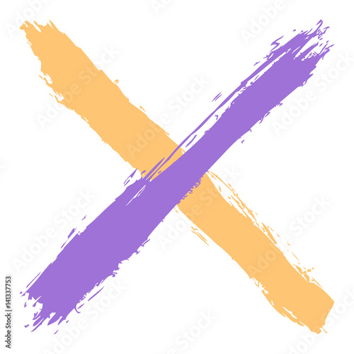 Colored criss cross brushstroke delete sign