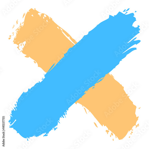 Colored criss cross brushstroke delete sign