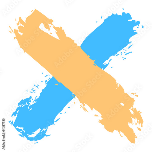 Colored criss cross brushstroke delete sign