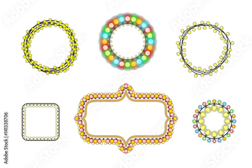Holidays frames with light bulbs colorful collection
