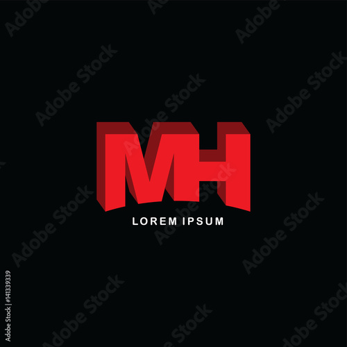 red block initial letter brand logo template logotype