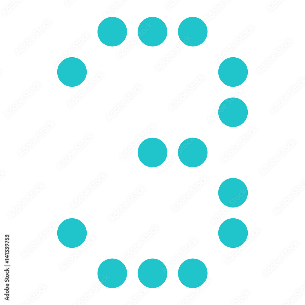 Digital number 3 three display board round dot Digital number 3 three display board round dot