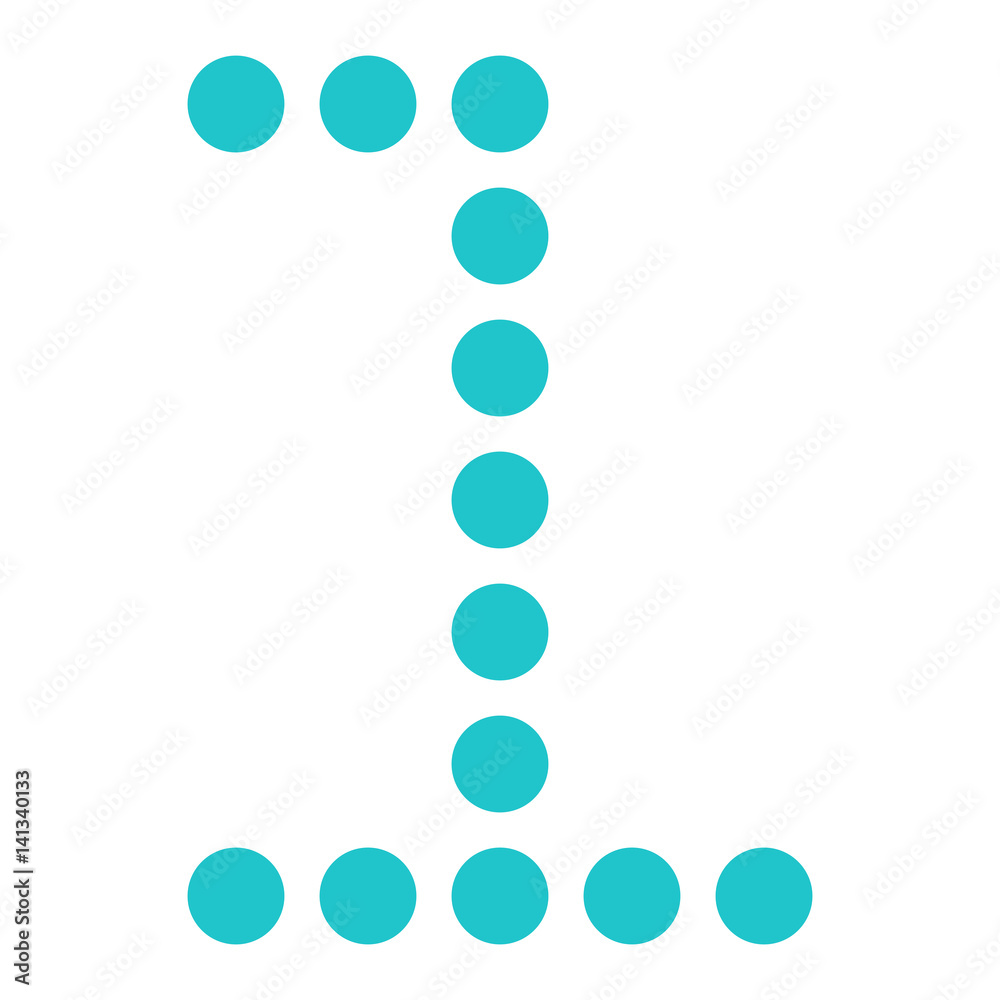 Digital number one 1 display board round dot Digital number one 1 display board round dot
