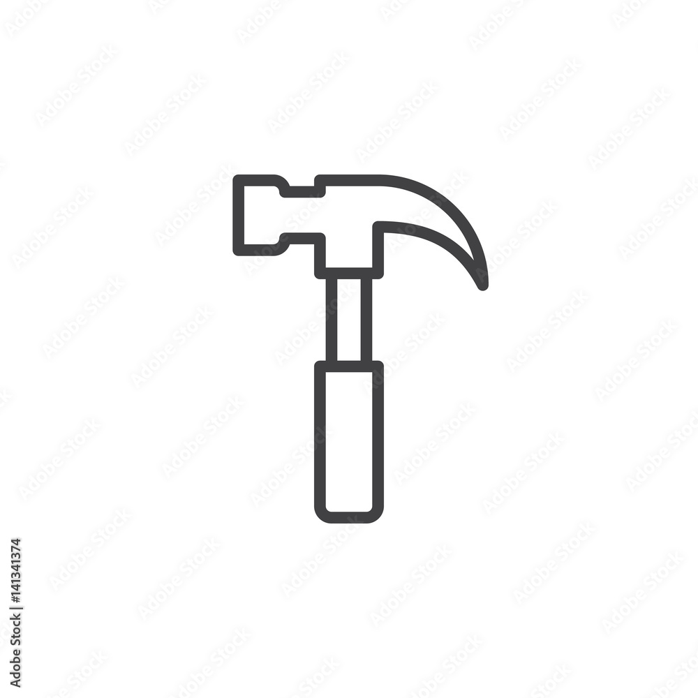 Hammer line icon, outline vector sign, linear style pictogram isolated on white. Symbol, logo illustration. Editable stroke. Pixel perfect Hammer line icon, outline vector sign, linear style pictogram isolated on white. Symbol, logo illustration. Editable stroke. Pixel perfect
