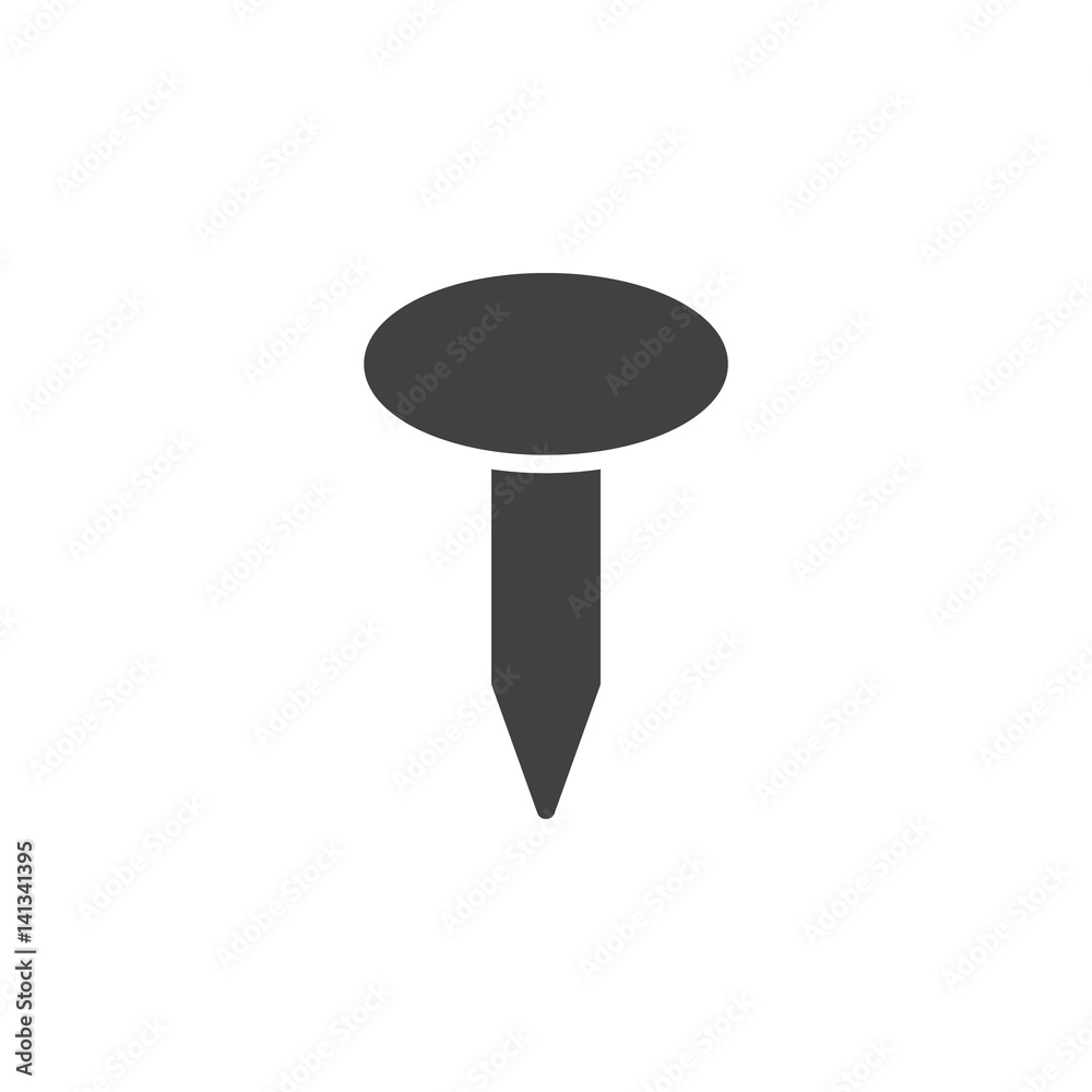 Nail, spike icon vector, filled flat sign, solid pictogram isolated on white. Symbol, logo illustration. Pixel perfect