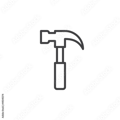 Hammer line icon, outline vector sign, linear style pictogram isolated on white. Symbol, logo illustration. Editable stroke. Pixel perfect