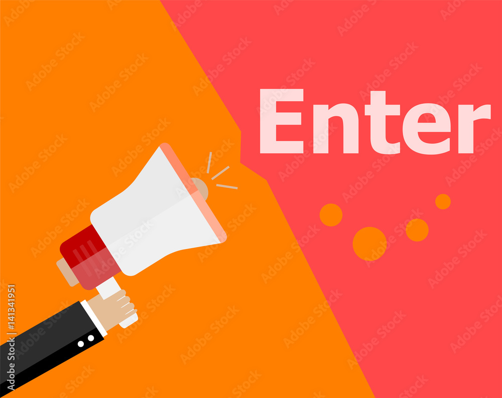 flat design business concept. Enter digital marketing business man holding megaphone for website and promotion banners. flat design business concept. Enter digital marketing business man holding megaphone for website and promotion banners.
