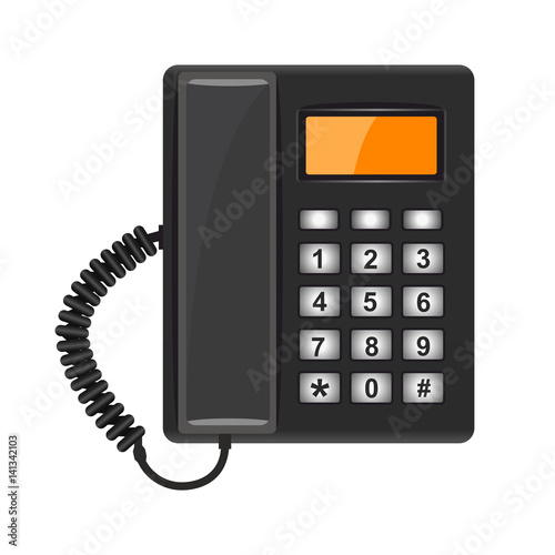 Illustration realistic black telephone on white background