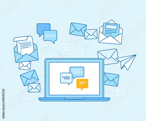 Email marketing concept - laptop with mailing app