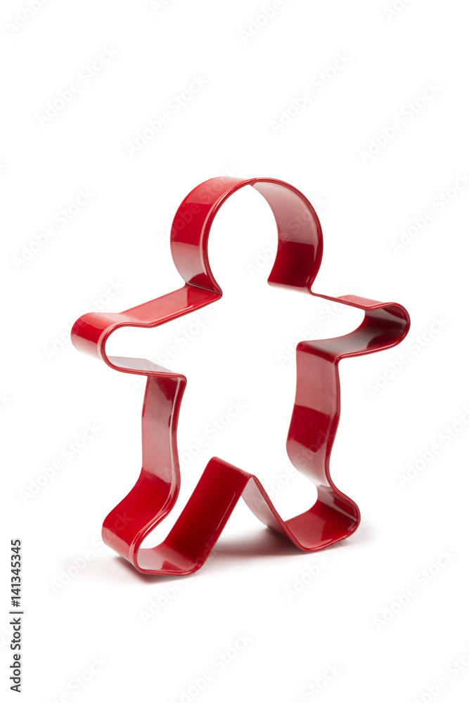 Red gingerbread man cookie cutter isolated on white background with shadow. Clipping  path included. Stock Photo | Adobe Stock
