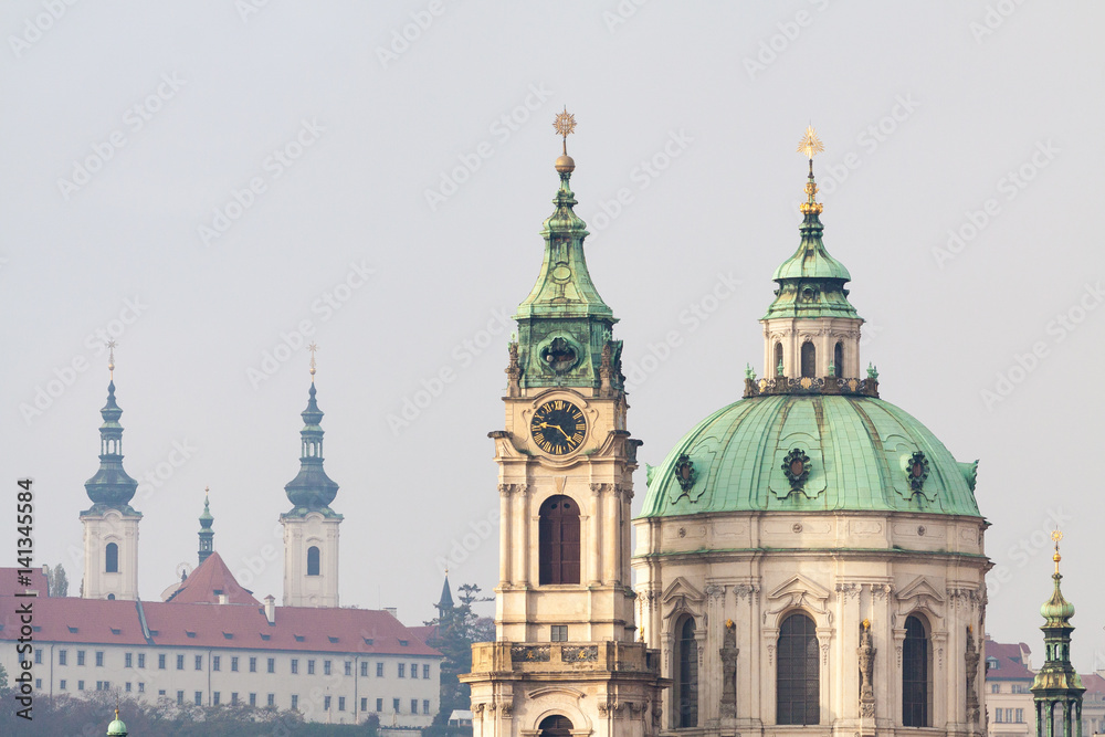 Dome of St Nicholas Church (Cathedral) Mala Strana, Prague, Czechia.