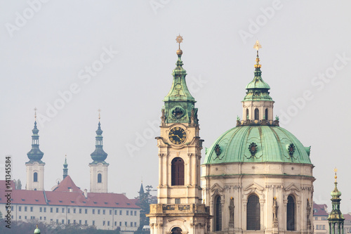 Dome of St Nicholas Church (Cathedral) Mala Strana, Prague, Czechia.